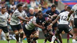 <p>England’s Maro Itoje is tackled during the Summer Nations Series match at Twickenham Stadium, London. Picture: David Davies/PA Wire.</p>