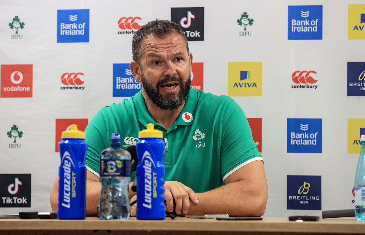 Ireland head coach Andy Farrell during the post-match press conference. Ireland head coach Andy Farrell during the post-match press conference.
