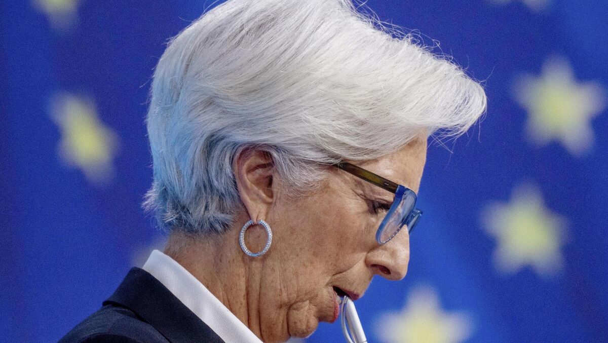 ECB president Christine Lagarde’s restraint in laying out a clear path for the coming months contrasts with her predecessor, Mario Draghi. In his Jackson Hole speech in 2014, Mr Draghi put the ECB on course to embark on quantitative easing. File picture: Michael Probst/AP