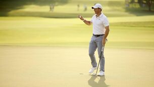 <p>ATLANTA, GEORGIA - AUGUST 27: Rory McIlroy of Northern Ireland reacts after finishing on the 18th green during the final round of the TOUR Championship at East Lake Golf Club on August 27, 2023 in Atlanta, Georgia. (Photo by Cliff Hawkins/Getty Images)</p>