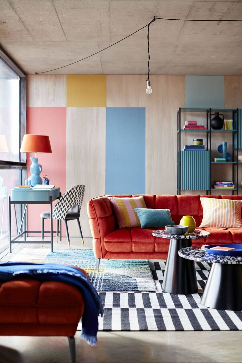 Colour blocking with the DFS Bellissima sofa in Pumpkin Heirloom velvet. Colour blocking with the DFS Bellissima sofa in Pumpkin Heirloom velvet.