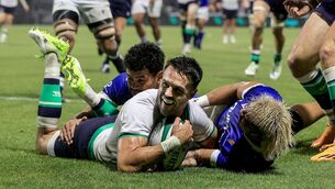 <p>HOSTILE ATMOSPHERE: Ireland’s Conor Murray scores Ireland's second try against Samoa. Pic: INPHO/Dan Sheridan</p>