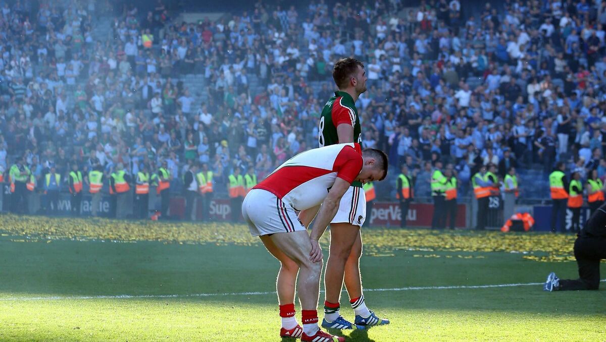 Aidan O'Shea and Robert Hennelly of Mayo dejected at the end of the game. Pic Credit ©INPHO/Donall Farmer