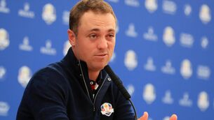 <p>Justin Thomas feels “very, very fortunate” to be given a Ryder Cup wild card after some poor form this season (Gareth Fuller/PA)</p>