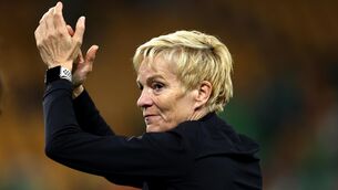 <p>THANKS FOR THE MEMORIES: Vera Pauw applauds the Ireland fans after the Australia game at the World Cup. Pic: PA</p>