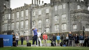<p class="contextmenu internal_Caption"> FAVOURITE: Leona Maguire drives off at the KPMG Womens Irish Open Pro Am at Dromoland Castle, Co Clare. Pic: Don Moloney</p>