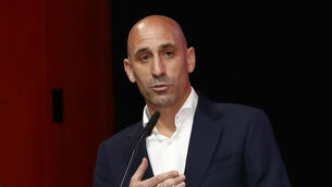 <p>TOXIC MASCULINITY: The president of the Spanish soccer federation Luis Rubiales speaks during an emergency general assembly meeting in Las Rozas. Pic: Real Federación Española de Fútbol/Europa Press via AP</p>