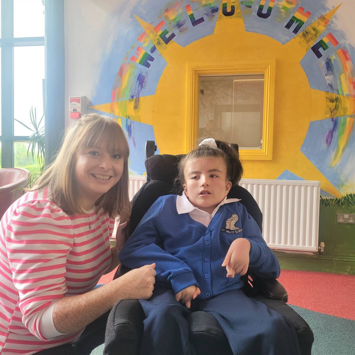 Nurse Jennifer Nunan with Leah Forde on her first day back at St Paul's School in Montenotte after an absence of nearly a year. Nurse Jennifer Nunan with Leah Forde on her first day back at St Paul's School in Montenotte after an absence of nearly a year.