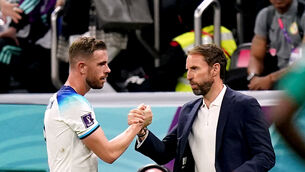 <p>Gareth Southgate (right) does not expect Jordan Henderson to be booed by England fans (Adam Davy/PA)</p>