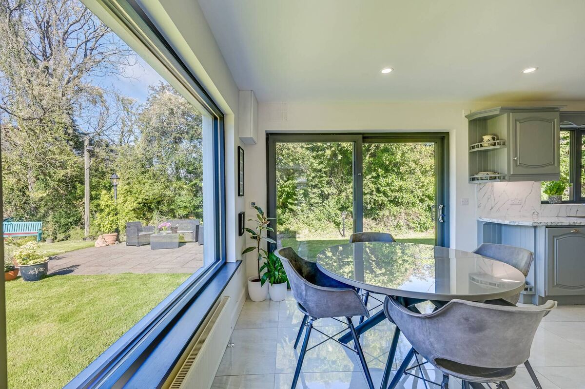 Upgraded kitchen with picture window