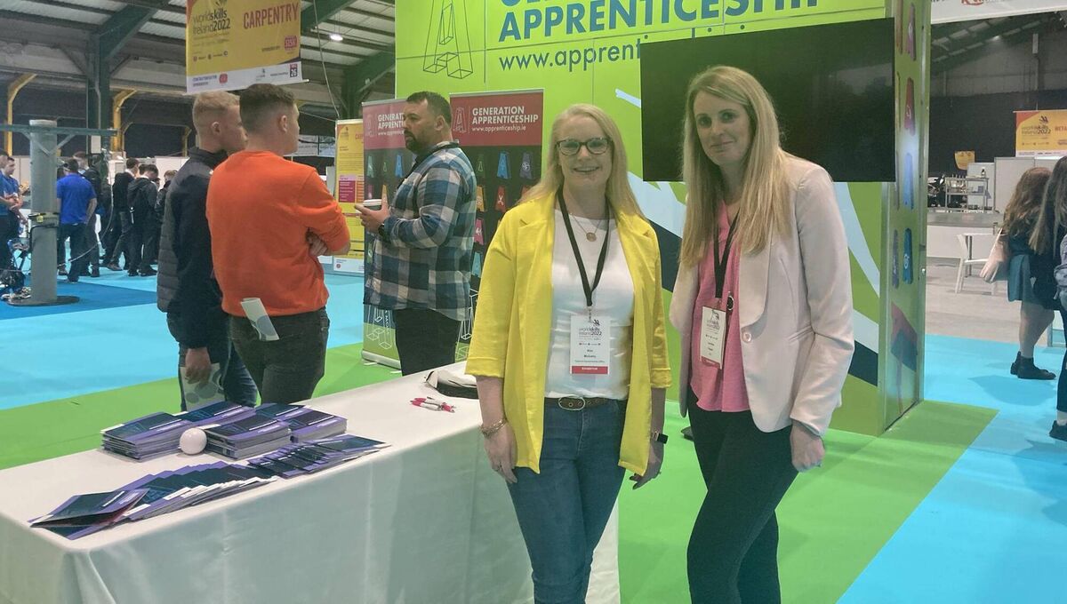 Kim Mulcahy and Lorraine Courtney from the National Apprenticeship Office pictured at World Skills 2022.