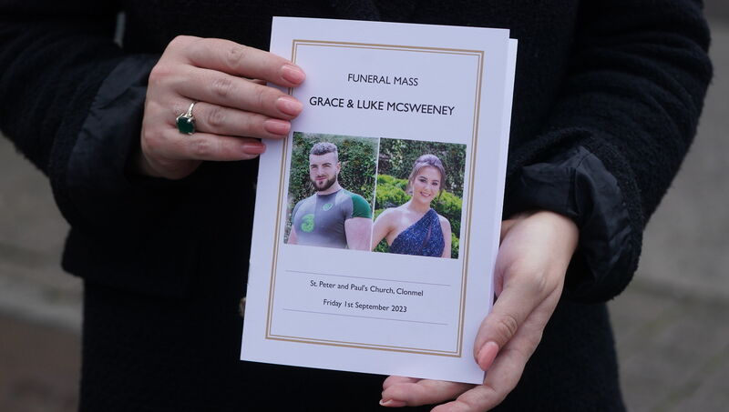 The Order of Service for the funeral mass of Luke, 24, and Grace McSweeney, 18 The Order of Service for the funeral mass of Luke, 24, and Grace McSweeney, 18