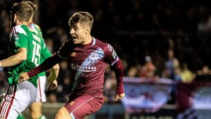<p>ME AGAIN: Aaron McNally was on the scoresheet for Drogheda. Pic: INPHO/Evan Treacy</p>