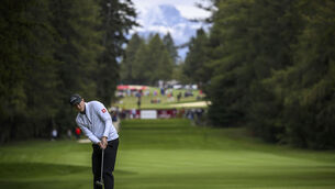 <p>Matt Fitzpatrick at the Omega European Masters in Crans-Montana, Switzerland. Picture: Jean-Christophe Bott/Keystone via AP</p>