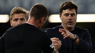 <p>POINT TO MAKE: Chelsea's Argentinian head coach Mauricio Pochettino speaks to referees at the end of the English Premier League football match between Chelsea and Luton at Stamford Bridge (Photo by HENRY NICHOLLS / AFP)  </p>