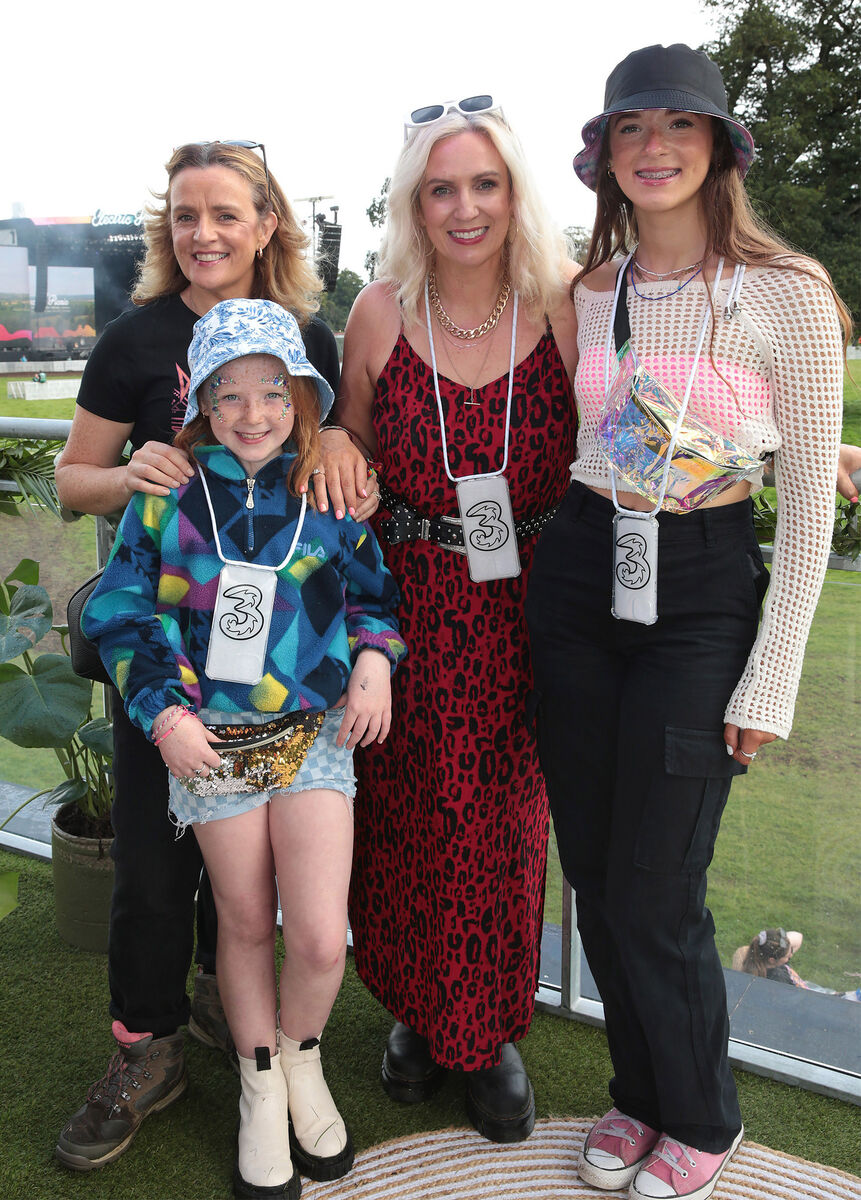  Geraldine Griffin, Reiltin Kehoe, Finola Kehoe and Blathnaid Kehoe, from Stradbally, Co Laois, pictured at the 3Charge&amp;Chill area at Electric Picnic. Picture: Brian McEvoy