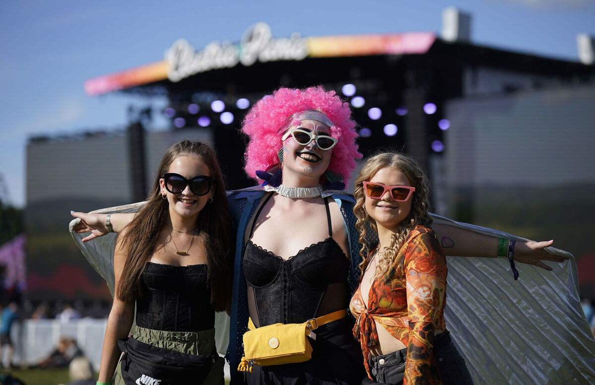  Alannah Willoughby, Abigail Meredith and Sarah Joyce from Ballyadams enjoying Electric Picnic. Picture: Niall Carson/PA Wire