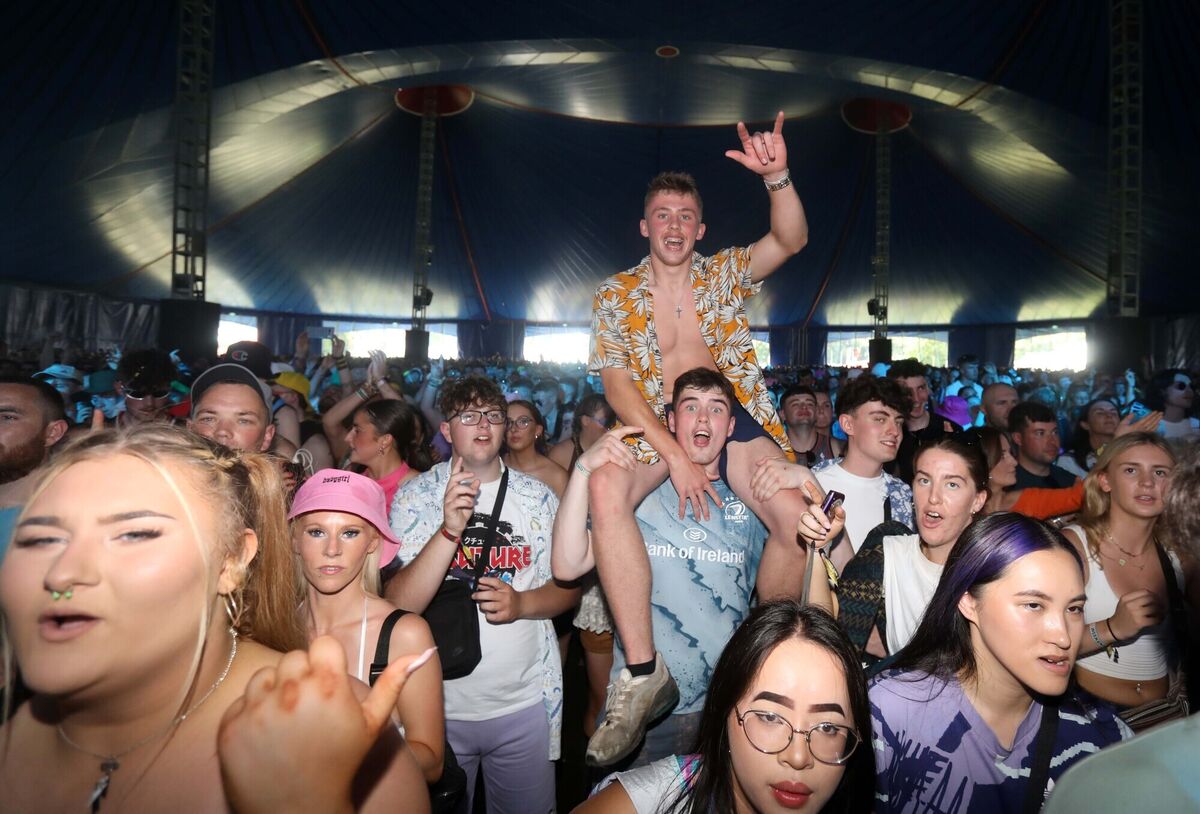 An enthusiastic audience greeted Tullamore dance pop trio Chasing Abbey at Electric Picnic in Co Laois. Picture: Leah Farrell/Rolling News An enthusiastic audience greeted Tullamore dance pop trio Chasing Abbey at Electric Picnic in Co Laois. Picture: Leah Farrell/Rolling News
