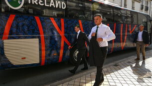<p>NEXT STOP...: Johnny Sexton arrives for the Ireland Rugby World Cup 2023 welcome ceremony at Le Grand Théâtre de Tours in France. Picture: Brendan Moran/Sportsfile</p>