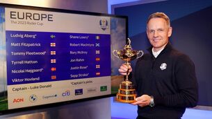 <p>BIG CALLS: Luke Donald, captain of Team Europe poses for a photo during the Ryder Cup wild card announcement. Pic: Andrew Redington/Getty Images</p>