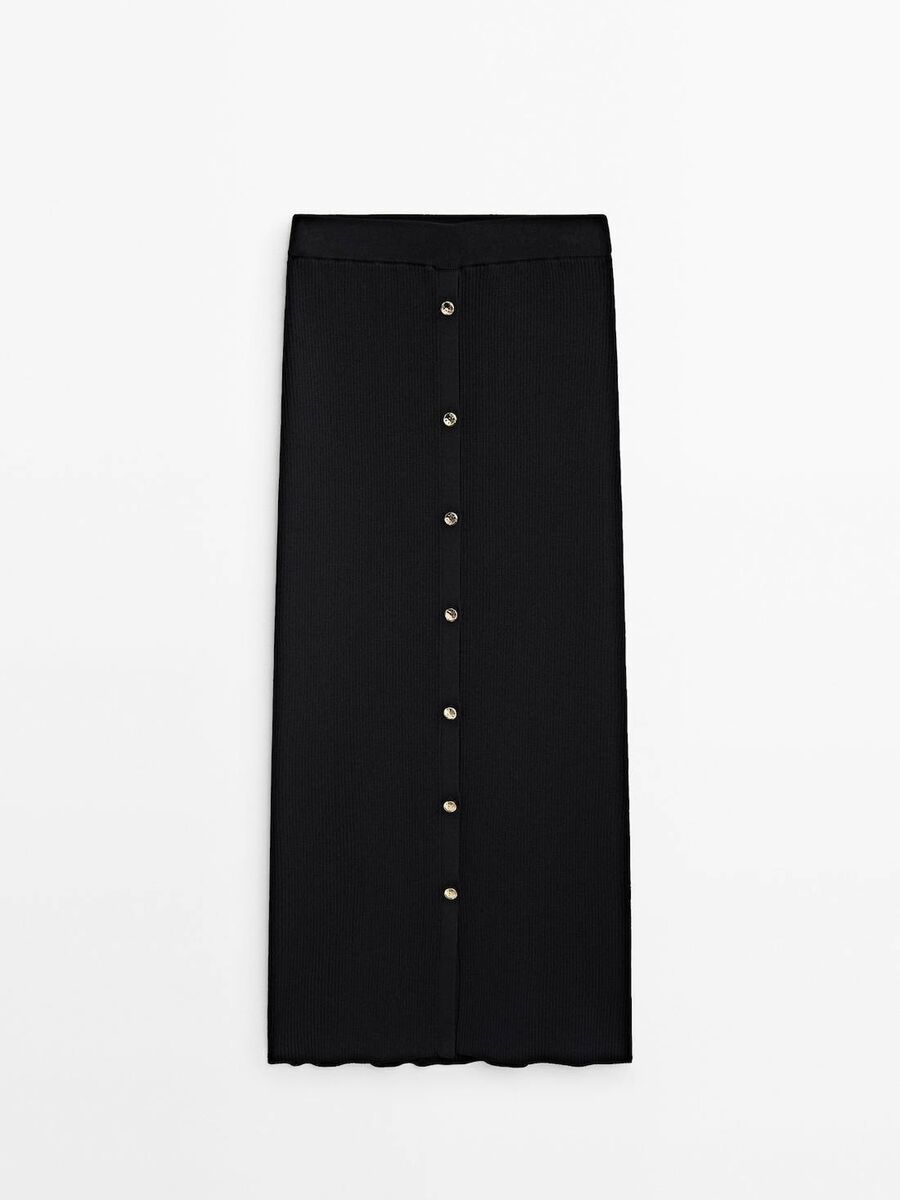 Button Detail Midi Skirt, €89.95, Massimo Dutti Button Detail Midi Skirt, €89.95, Massimo Dutti