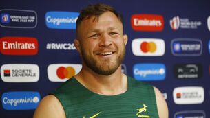 <p>WARY: Duane Vermeulen during a South Africa Rugby Press Conference at the Grand Hotel des Sablettes Plage Hilton, Toulon, France. Pic: INPHO/Steve Haag Sports/Steve Haag</p>