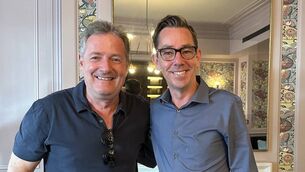 <p>The former RTE presenter was pictured with Piers Morgan in London today</p>