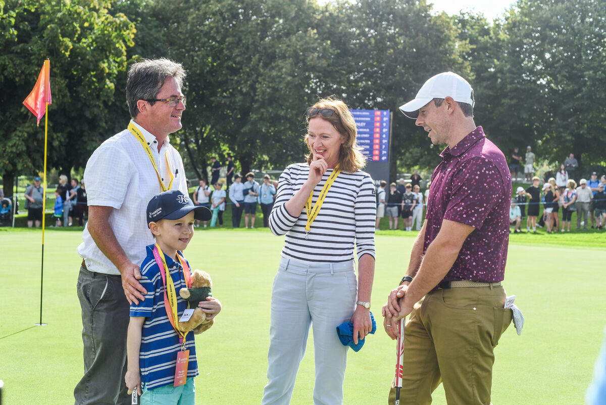 McIlroy with Michael Horgan and his parents, Conor and Anne, during the Horizon Irish Open Pro-Am. McIlroy with Michael Horgan and his parents, Conor and Anne, during the Horizon Irish Open Pro-Am.