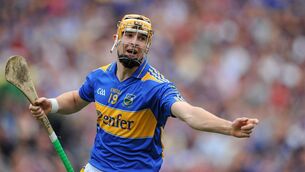 <p>ON SONG: Seamus Callanan, Tipperary, celebrates after scoring his side's second goal against Galway in 2010</p>