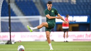 <p>TOUGH TASK: John Egan during a Republic of Ireland training session at Parc des Princes in Paris, France. Photo by Stephen McCarthy/Sportsfile</p>