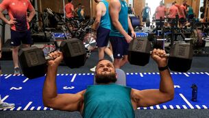 <p>WEIGHT OF A NATION: Ireland's Jamison Gibson-Park in the gym. Pic Credit ©INPHO/Dan Sheridan</p>