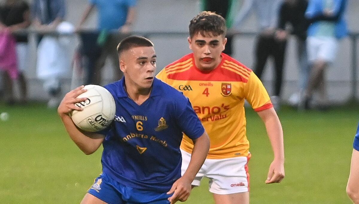 St Finbarr’s Matthew Aherne wins possession ahead of Mallow's Charlie Cunningham. Picture: David Keane. St Finbarr’s Matthew Aherne wins possession ahead of Mallow's Charlie Cunningham. Picture: David Keane.