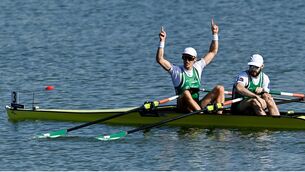<p>SEMIS BOUND: Fintan McCarthy and Paul O'Donovan of Ireland. Photo by Piaras Ó Mídheach/Sportsfile</p>