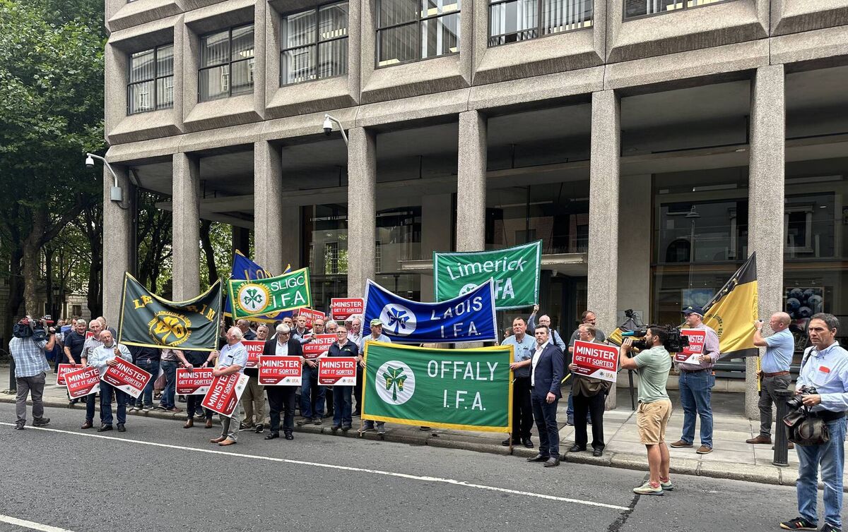 Farmers travelled from across Ireland to protest outside the meeting