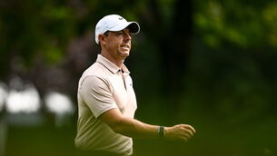 <p>7 September 2023; Rory McIlroy of Northern Ireland reacts to his ball going in the water on the seventh hole during day one of the Horizon Irish Open Golf Championship at The K Club in Straffan, Kildare. Photo by Eóin Noonan/Sportsfile</p>