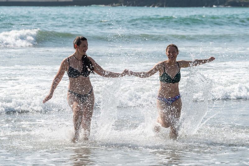 Cooling down in the sea on Warren Beach, Rosscarbery, were Anastasia and Tatyana from Ukraine, living in Clonakilty. Picture: Andy Gibson Cooling down in the sea on Warren Beach, Rosscarbery, were Anastasia and Tatyana from Ukraine, living in Clonakilty. Picture: Andy Gibson