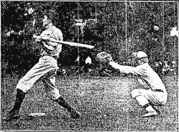 The baseball practice match in the Mardyke a few weeks before a big exhibition game between the two US warships. The baseball practice match in the Mardyke a few weeks before a big exhibition game between the two US warships.