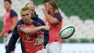 <p>IN RESERVE: Ireland's Mack Hansen, who will not start against Romania on Saturday. </p>