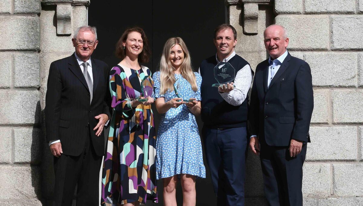  At the HSE Enhanced Community Care conference were broadcaster Sean O'Rourke; Enhanced Community Care Poster Awards winners, Limerick Community Healthcare Network manager Marie Boyle, Wexford Respiratory Integrated Care senior physiotherapist Aoidín Kiely, Galway Integrated Care Programme for Older People operational lead James Geoghegan; and HSE chief executive Bernard Gloster. Picture: Sasko Lazarov/Photocall Ireland