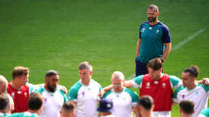 <p>WATCHFUL EYE: Ireland head coach Andy Farrell during the captain's run at the Stade de Bordeaux. Pic: David Davies/PA Wire.</p>