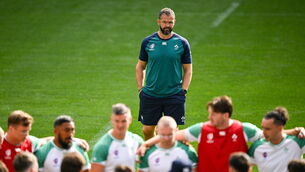 <p>WORK DONE: Head coach Andy Farrell watches his players during the Ireland rugby squad captain's run at the Stade de Bordeaux. Pic: Brendan Moran/Sportsfile</p>