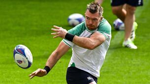 <p>FOCUSED: Peter O’Mahony during the Ireland rugby squad captain's run at the Stade de Bordeaux. Pic: Brendan Moran/Sportsfile</p>
