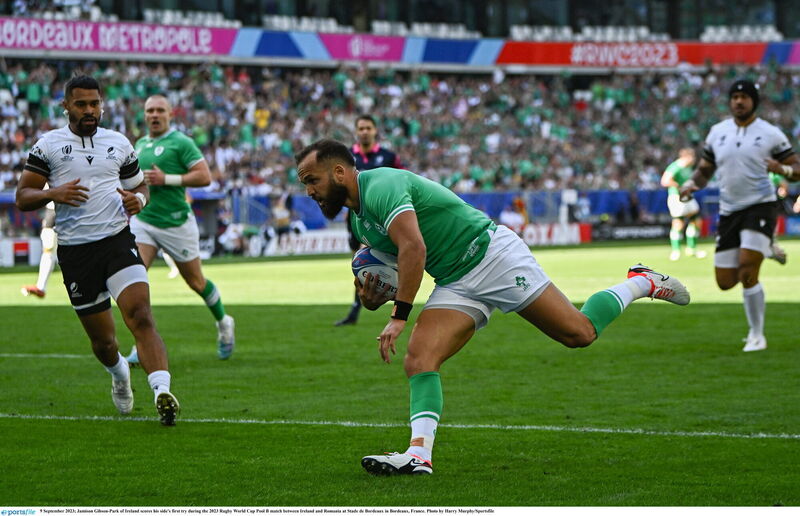 UP AND RUNNING: Jamison Gibson-Park of Ireland scores his side's first try. Picture: Harry Murphy/Sportsfile