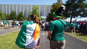 <p>LARGE QUEUES: Irish supporters left stranded outside the Stade de Bordeaux as the game kicked off. Pic: David Davies/PA Wire.</p>