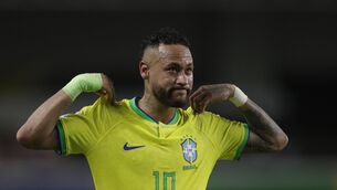 <p>Brazil's Neymar celebrates scoring a record-breaking goal against Bolivia in Belem. Picture: Bruna Prado.</p>