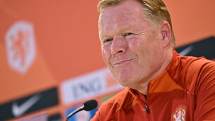 <p>HERE FOR THE WIN: Netherlands manager Ronald Koeman during a Netherlands press conference at the Aviva Stadium in Dublin. Pic: Sam Barnes/Sportsfile</p>