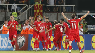 North Macedonia fought back to earn a draw against Italy in Skopje (Boris Grdanoski/AP)