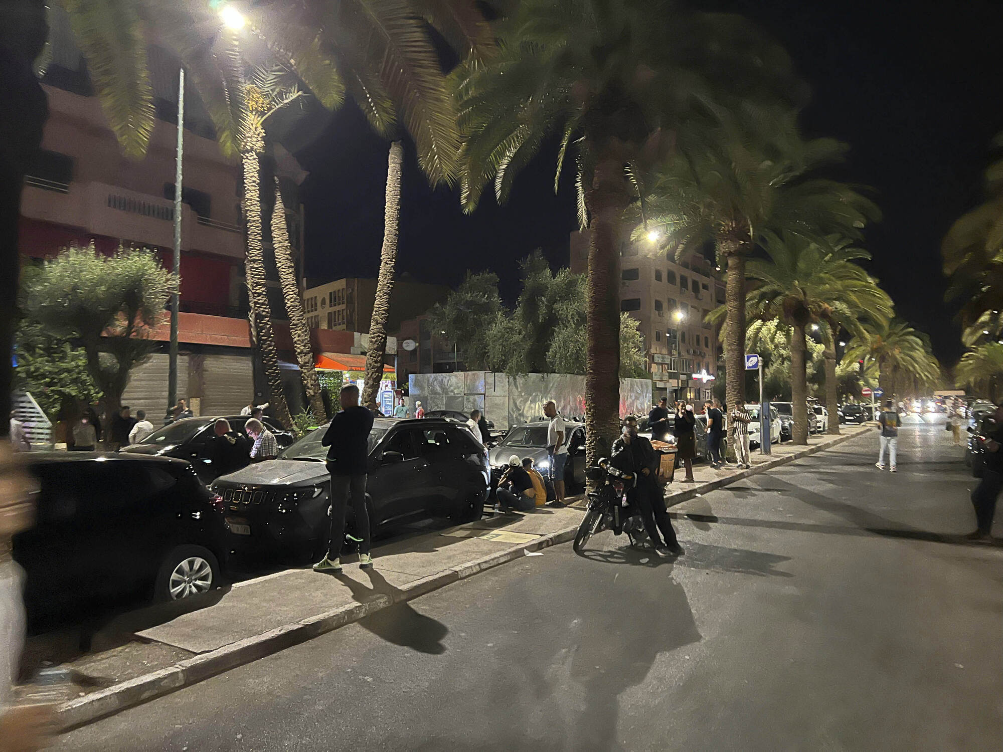 People take shelter after an earthquake in Marrakech, Morocco, Friday, Sept. 8, 2023 (AP Photo)