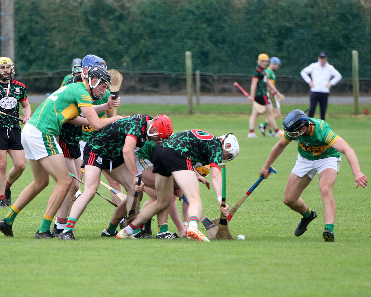 Enna Ryan , Mullinahone , trying to control the sliotar against ,Ronan Heffernan, Clonoulty Rossmore.