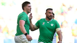 <p>WORLD CUP DEBUT: Joe McCarthy scored a try on his third attempt to cap off a special RWC debut. Pic: Brendan Moran/Sportsfile</p>